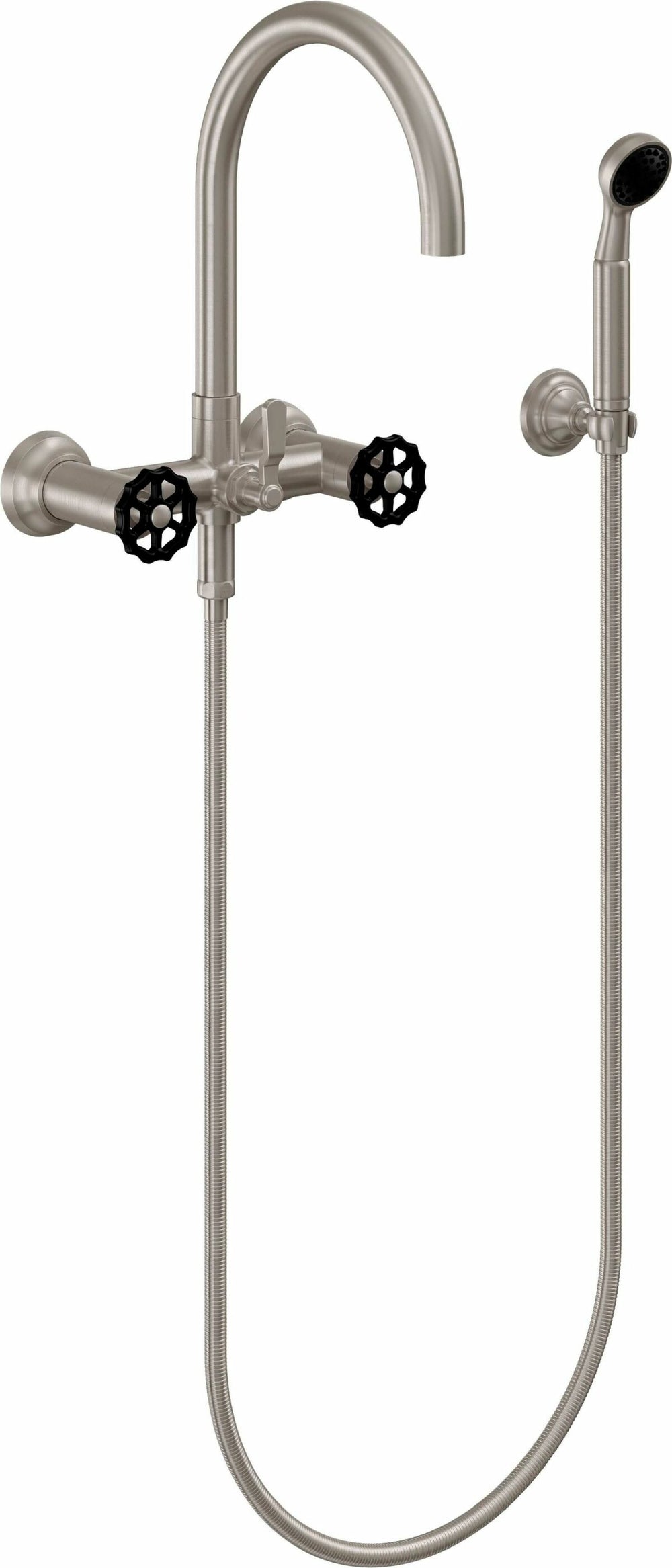 California Faucets - 1006-80WB.18-SN - Industrial Wall Mount Tub Filler - Arc Spout - Satin Nickel  - Descanso