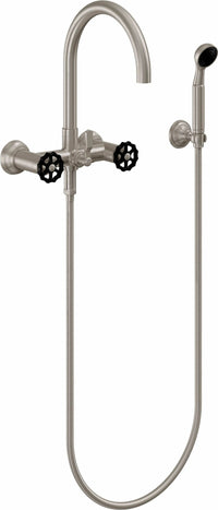 California Faucets - 1006-80WB.20-SN - Industrial Wall Mount Tub Filler - Arc Spout - Satin Nickel  - Descanso