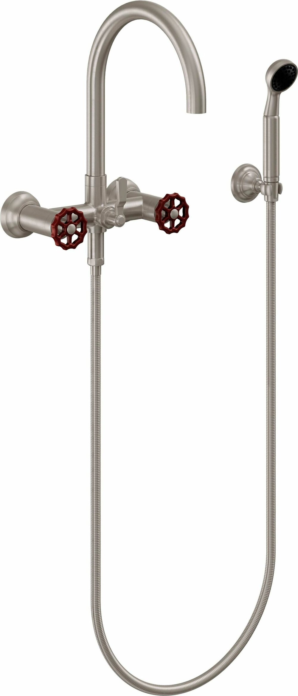 California Faucets - 1006-80WR.18-SN - Industrial Wall Mount Tub Filler - Arc Spout - Satin Nickel  - Descanso