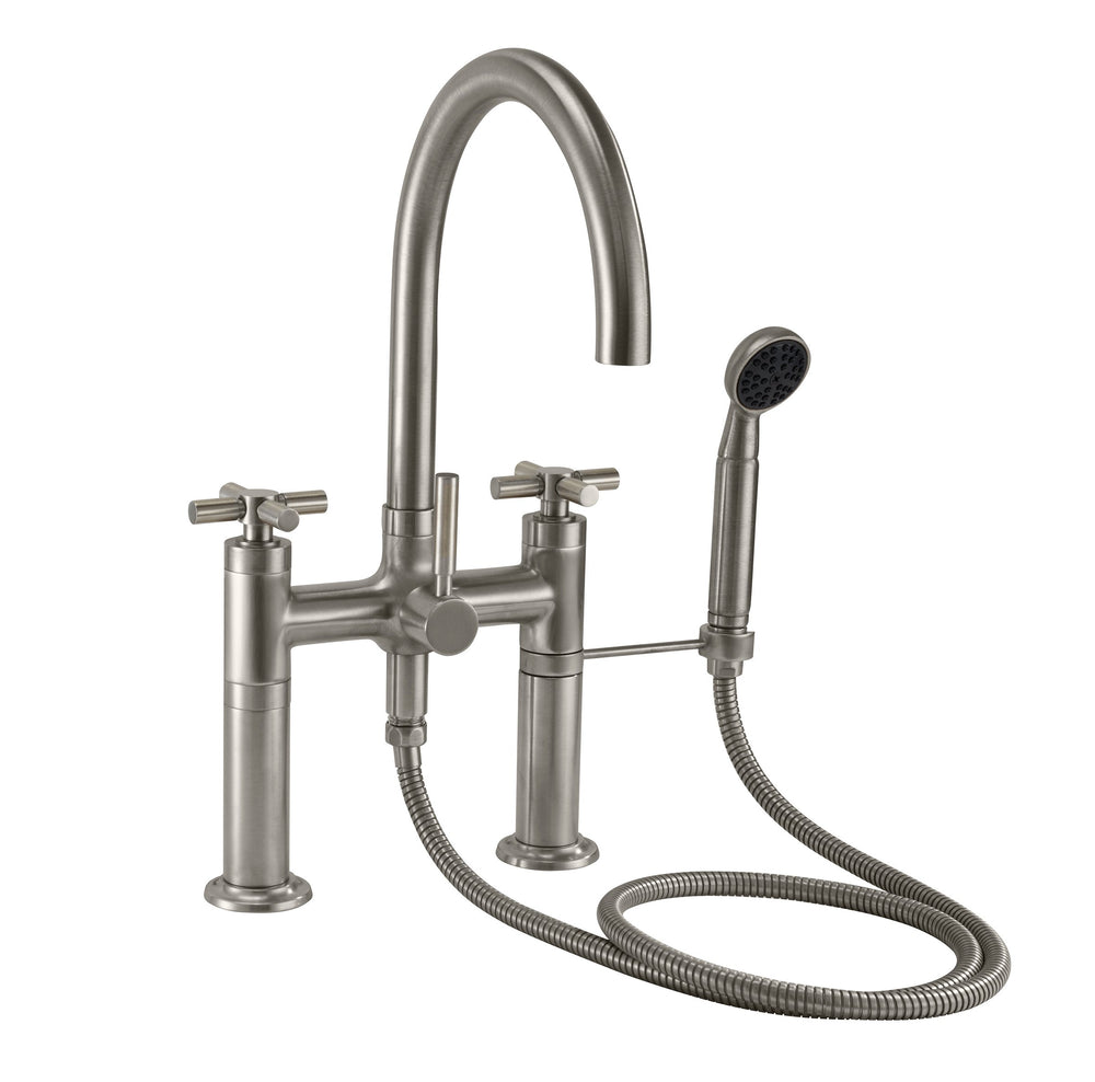 California Faucets - 1008-30X.20-SN - Industrial Deck Mount Tub Filler - Arc Spout - Satin Nickel  - Descanso