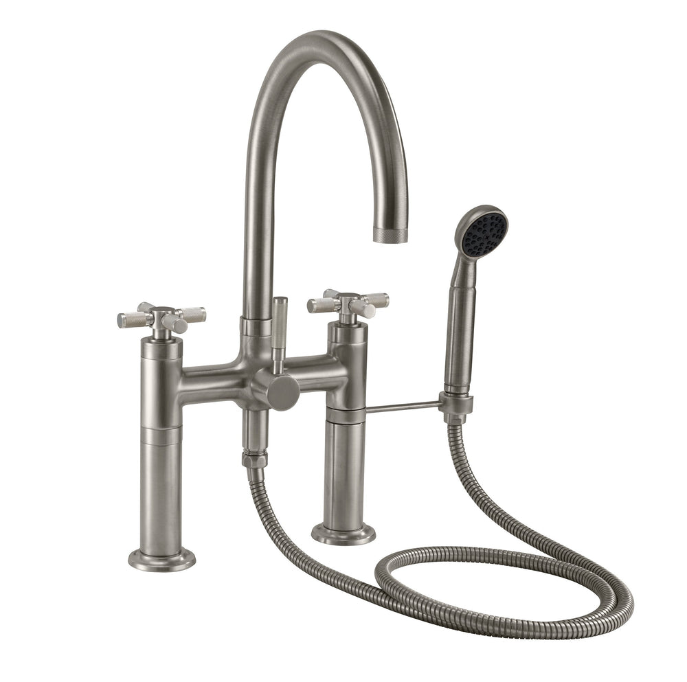 California Faucets - 1008-30XK.20-SN - Industrial Deck Mount Tub Filler - Arc Spout - Satin Nickel  - Descanso