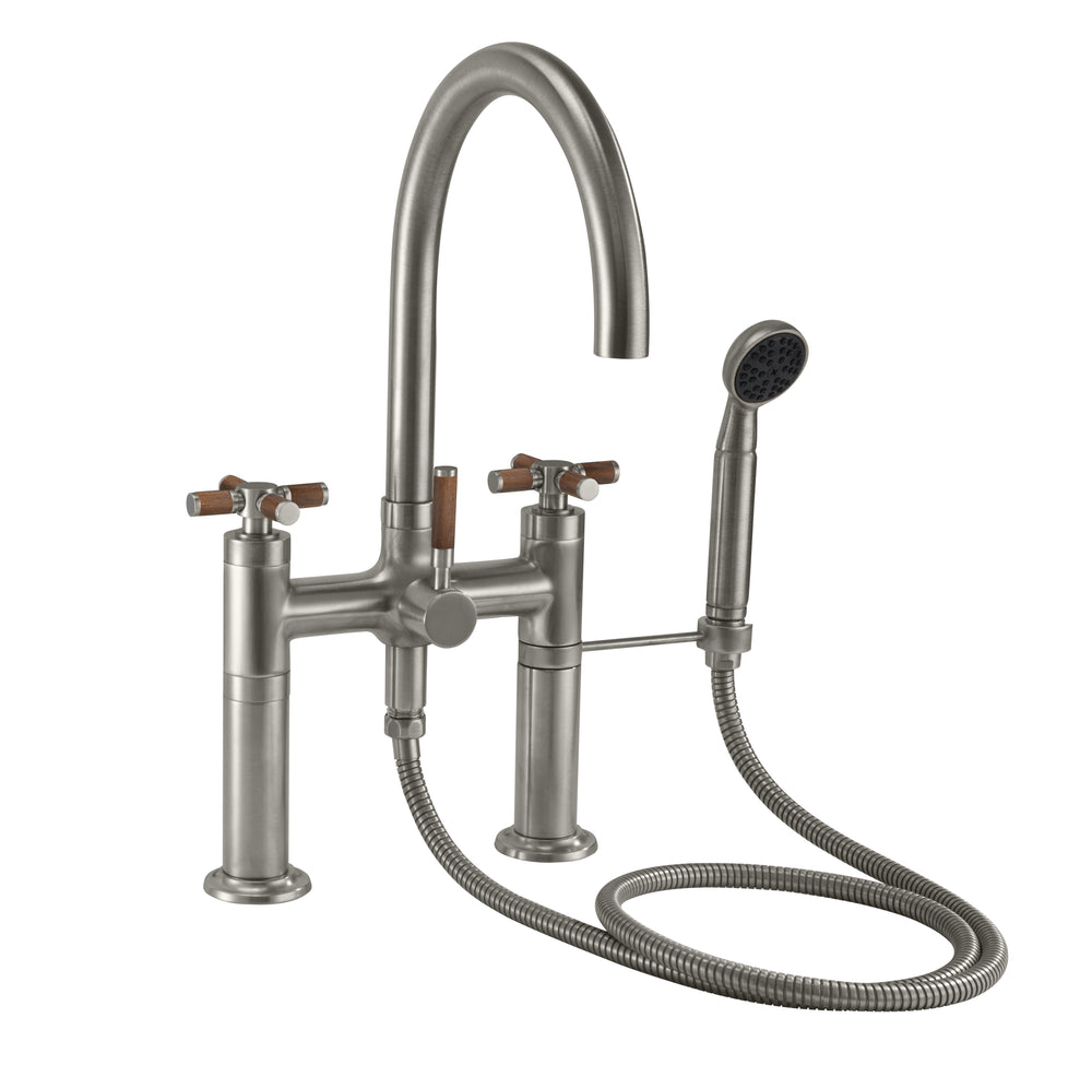 California Faucets - 1008-30XT.20-SN - Industrial Deck Mount Tub Filler - Satin Nickel  - Descanso