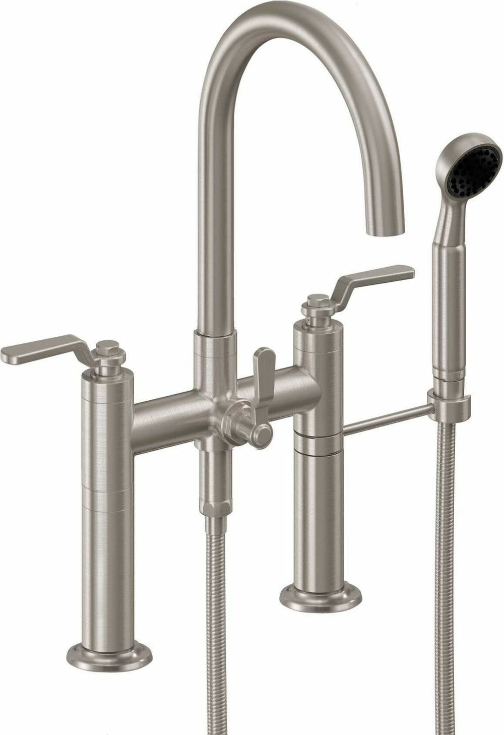 California Faucets - 1008-80.20-SN - Industrial Deck Mount Tub Filler - Arc Spout - Satin Nickel  - Descanso