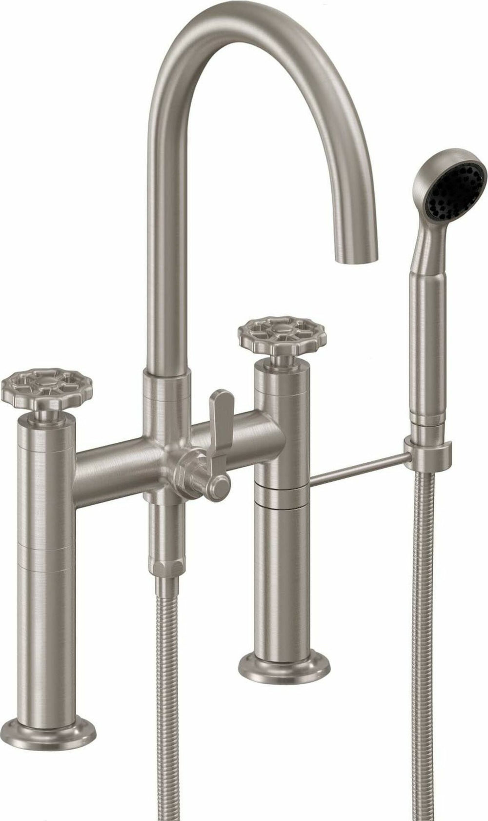 California Faucets - 1008-80W.20-SN - Industrial Deck Mount Tub Filler - Arc Spout - Satin Nickel  - Descanso