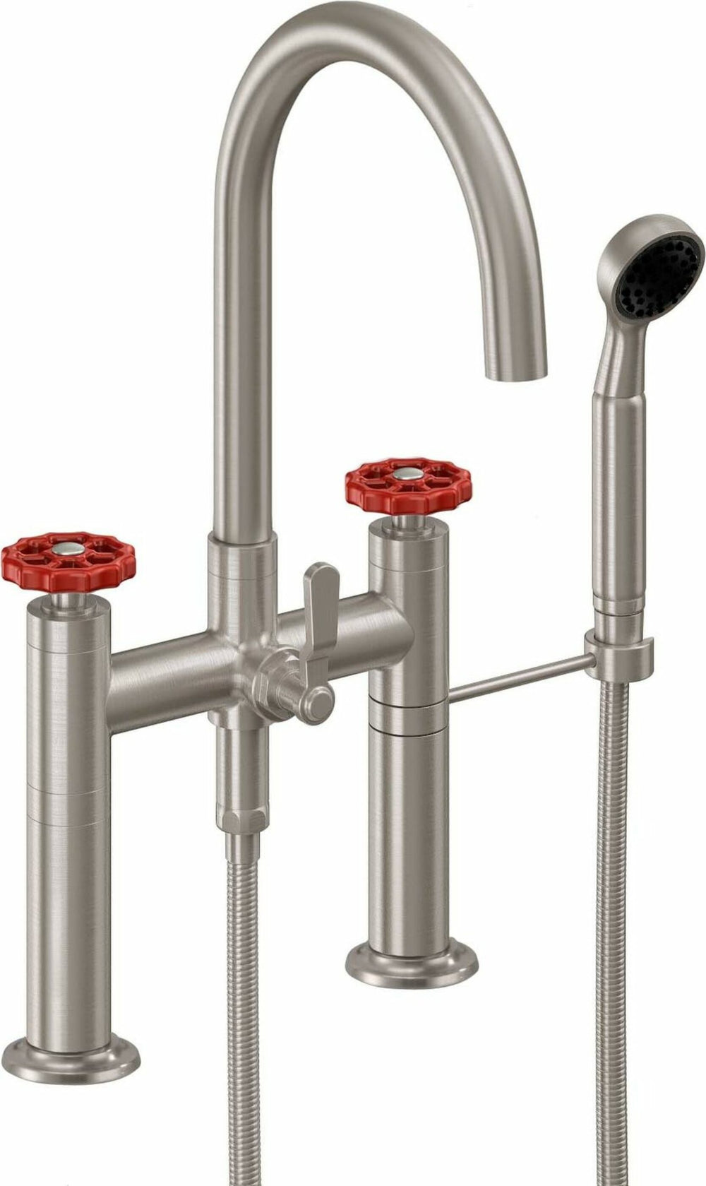 California Faucets - 1008-80WR.20-SN - Industrial Deck Mount Tub Filler - Arc Spout - Satin Nickel  - Descanso