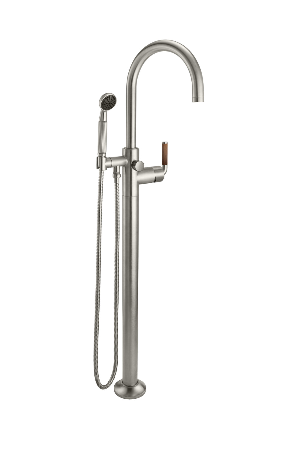 California Faucets - 1011-30T.18-SN - Industrial Single Hole Floor Mount Tub Filler - Arc Spout - Satin Nickel  - Descanso