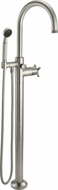 California Faucets - 1011-30XK.20-SN - Industrial Single Hole Floor Mount Tub Filler - Arc Spout - Satin Nickel  - Descanso