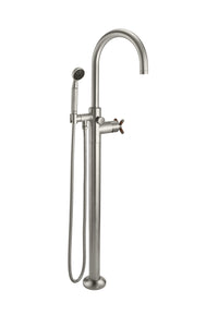 California Faucets - 1011-30XT.18-SN - Industrial Single Hole Floor Mount Tub Filler - Arc Spout - Satin Nickel  - Descanso