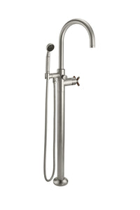 California Faucets - 1011-30XT.20-SN - Industrial Single Hole Floor Mount Tub Filler - Arc Spout - Satin Nickel  - Descanso