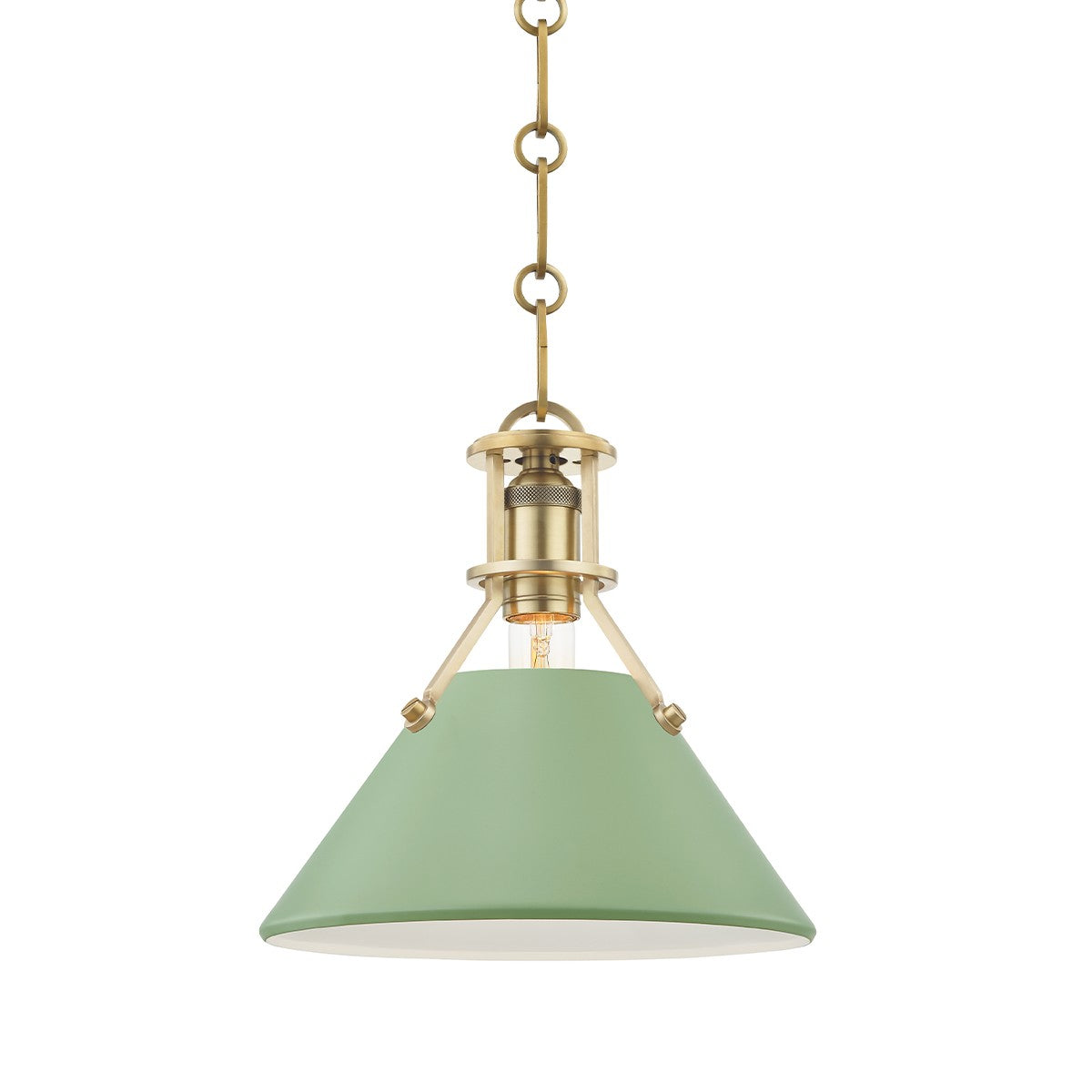 Hudson Valley - MDS351-AGB/LFG - One Light Pendant - Painted No.2 - Aged Brass/Leaf Green Combo