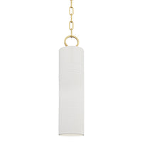 Hudson Valley - 2384-AGB/WH - One Light Pendant - Brookville - Aged Brass/Soft Off White
