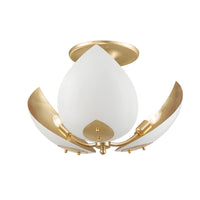 Hudson Valley - 5703-GL/WH - Three Light Semi Flush Mount - Lotus - Gold Leaf/White