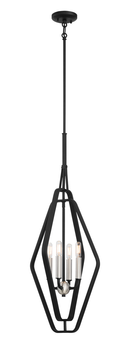 George Kovacs - P1494-712 - Four Light Fover Pendant - Traveler - Sand Coal & Brushed Nickel