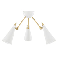 Mitzi - H441603-AGB/WH - Three Light Semi Flush Mount - Moxie - Aged Brass/Soft Off White