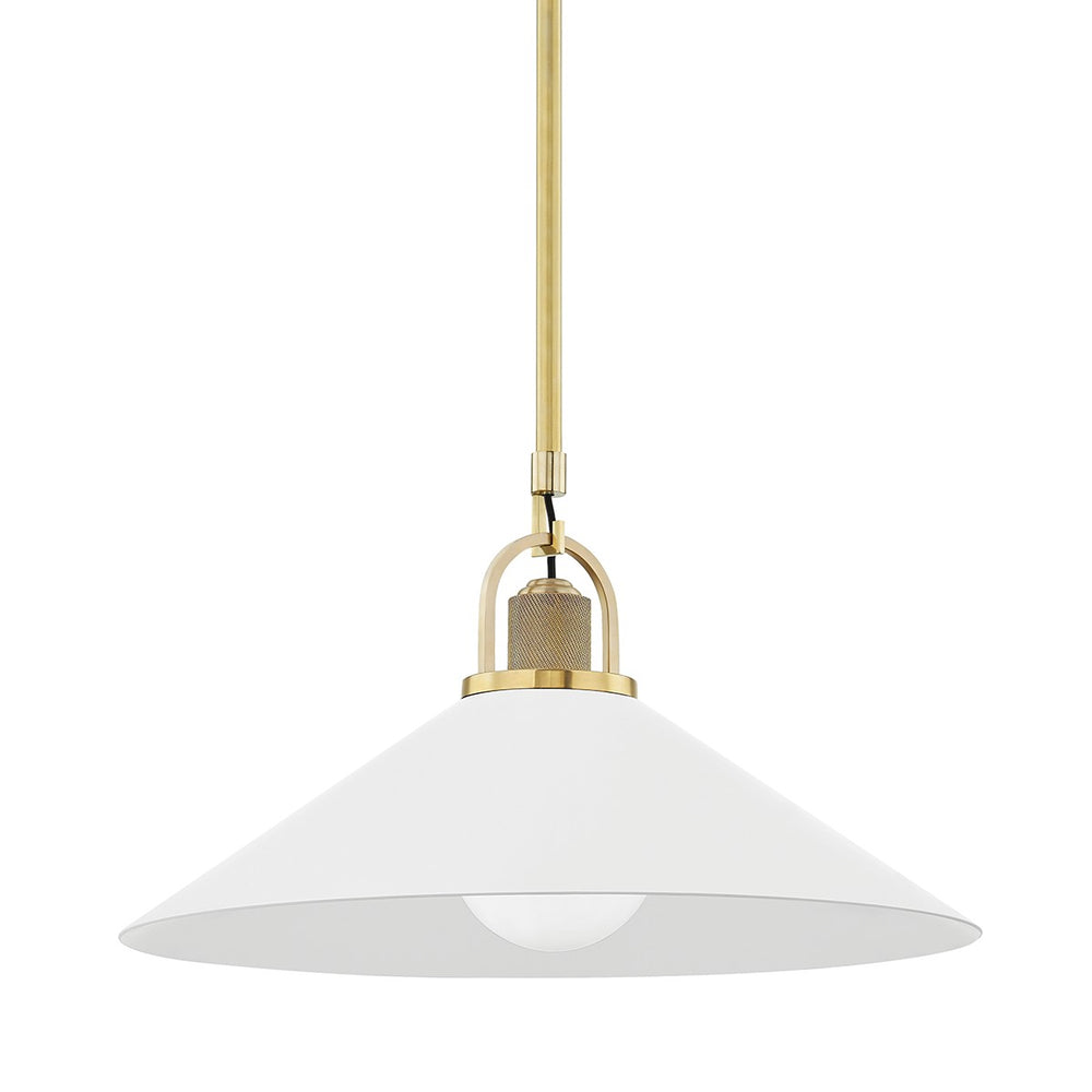 Hudson Valley - 2620-AGB/WH - One Light Pendant - Syosset - Aged Brass/Soft Off White