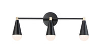 Maxim - 11263BKSBR - Three Light Bath Vanity - Lovell - Black / Satin Brass