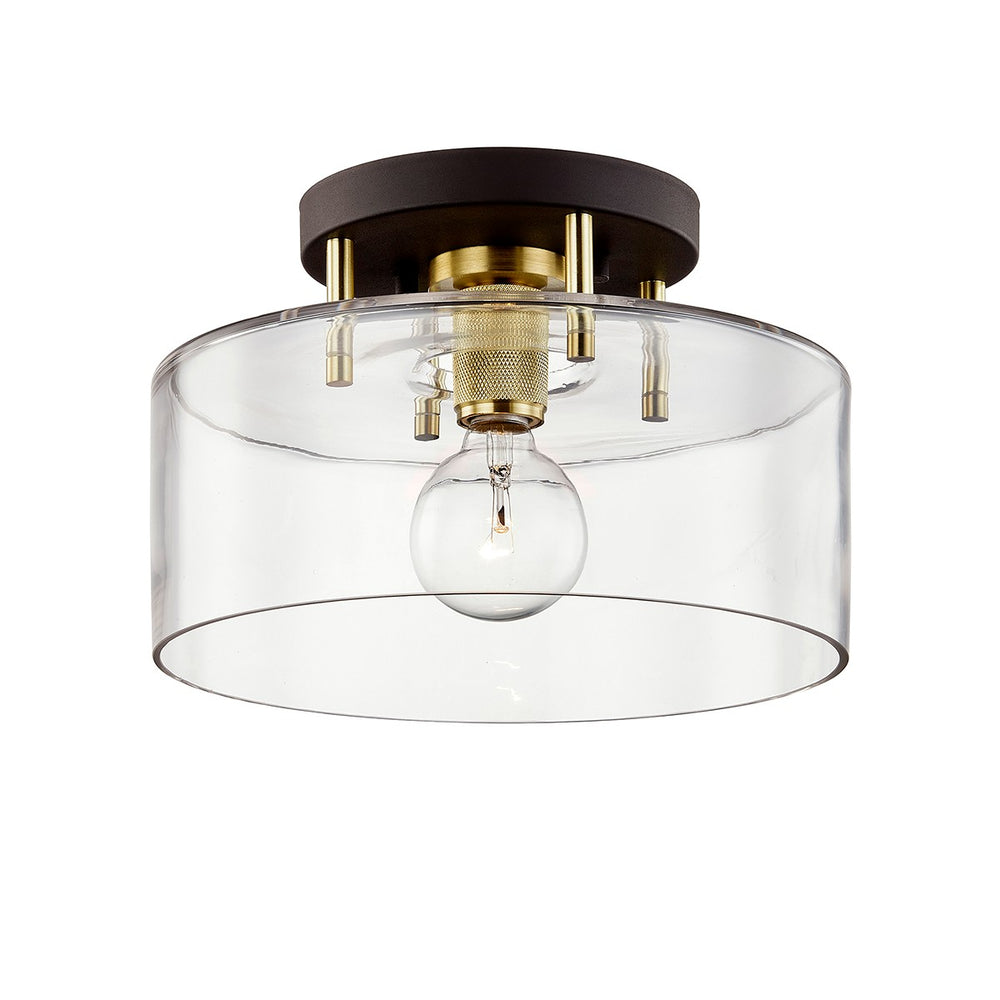 Troy Lighting - C7541-BRZ/BBA - One Light Semi-Flush Mount - Bergamot Station - Bronze/Brushed Brass