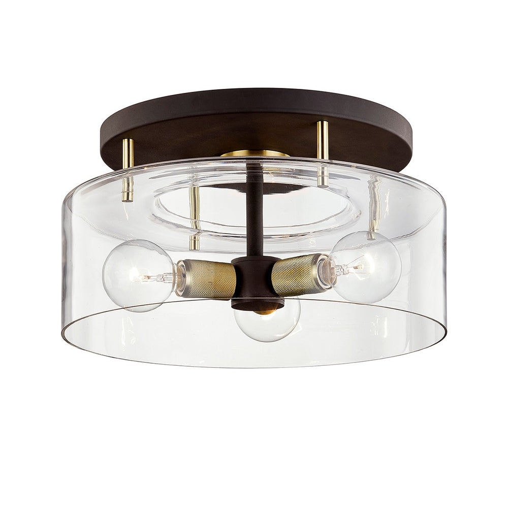 Troy Lighting - C7542-BRZ/BBA - Three Light Semi Flush Mount - Bergamot Station - Bronze/Brushed Brass