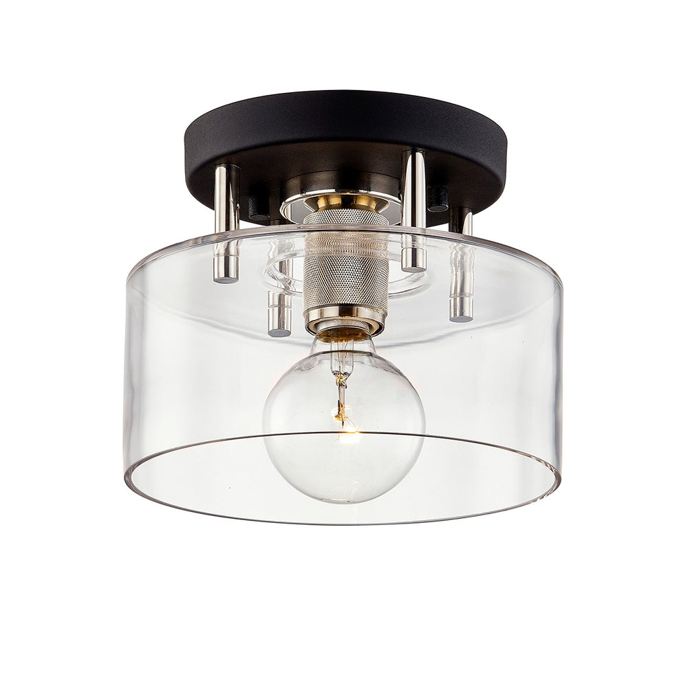 Troy Lighting - C7550-TBK/PN - One Light Semi-Flush Mount - Bergamot Station - Textured Black & Polish Nickel