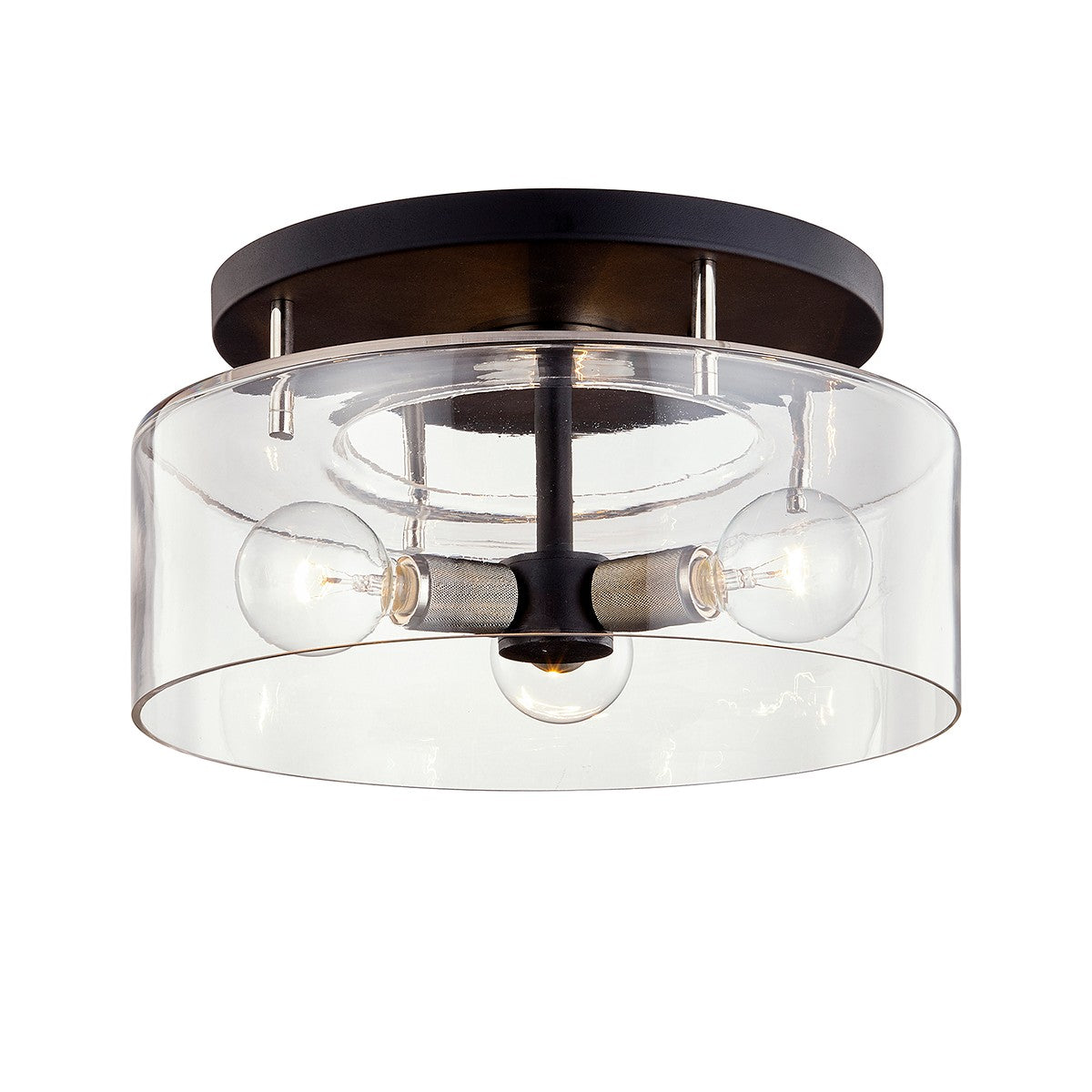 Troy Lighting - C7552-TBK/PN - Three Light Semi Flush Mount - Bergamot Station - Textured Black & Polish Nickel