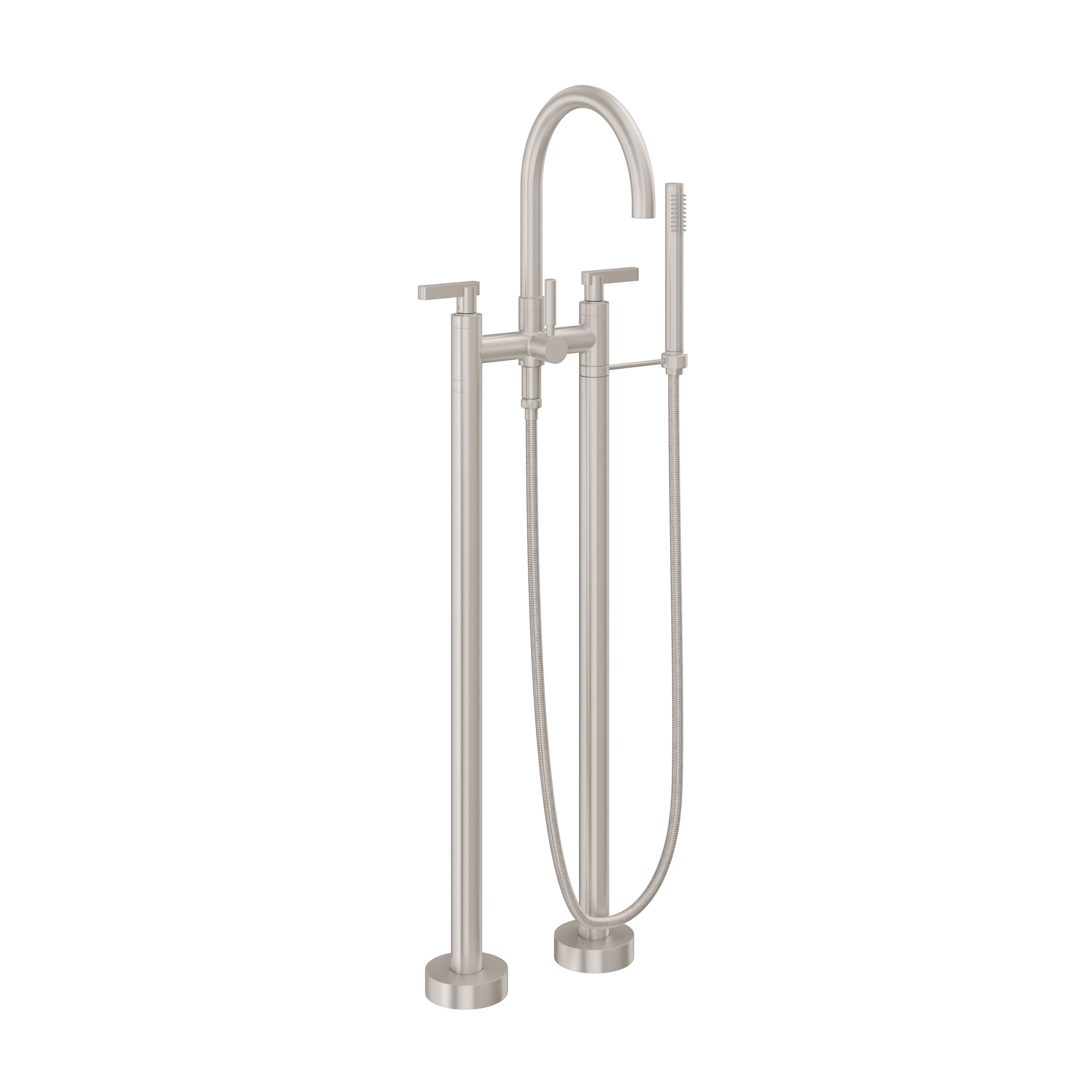 California Faucets - 1103-37.18-SN - Contemporary Floor Mount Tub Filler - Arc Spout - Satin Nickel  - Asilomar