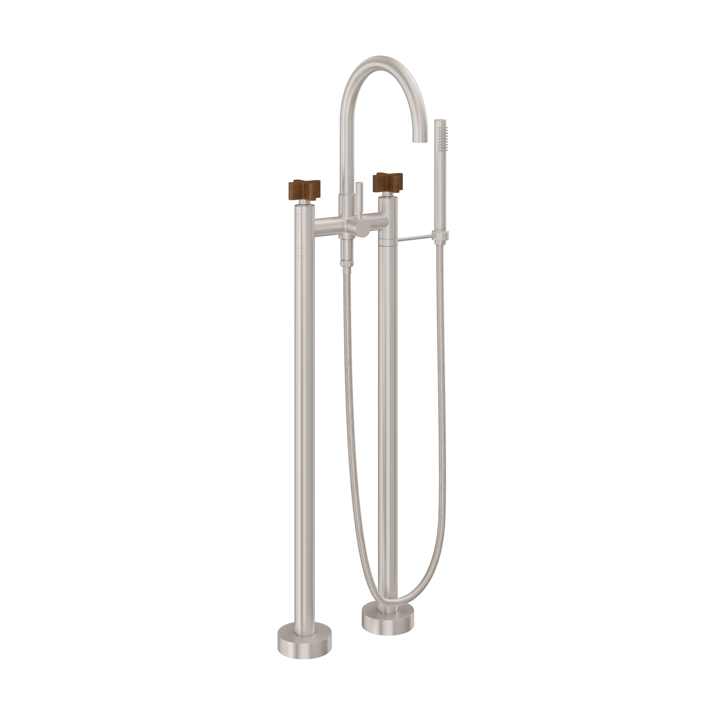 California Faucets - 1103-37XT.20-SN - Contemporary Floor Mount Tub Filler - Arc Spout - Satin Nickel  - Asilomar