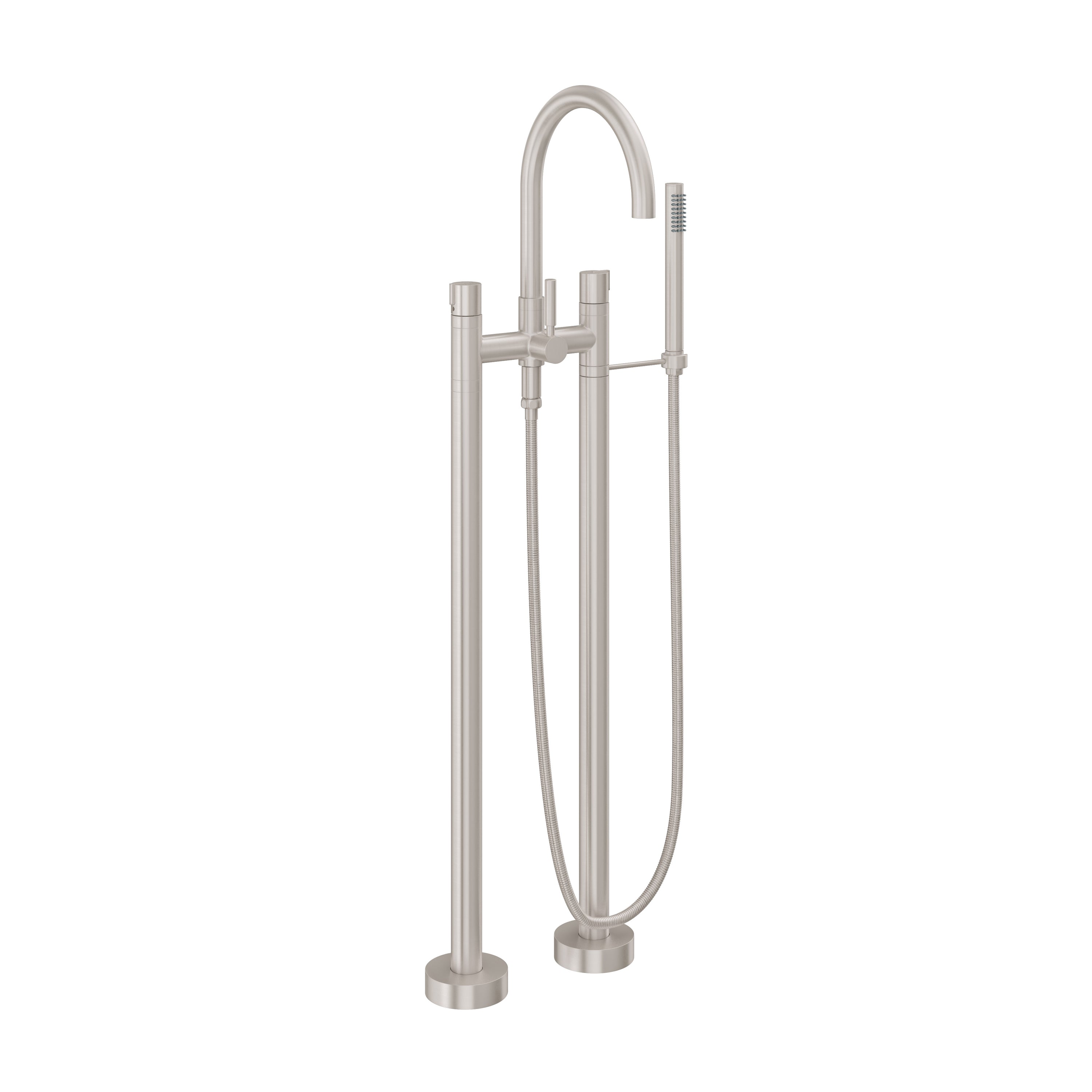 California Faucets - 1103-39.18-SN - Contemporary Floor Mount Tub Filler - Arc Spout - Satin Nickel  - Asilomar