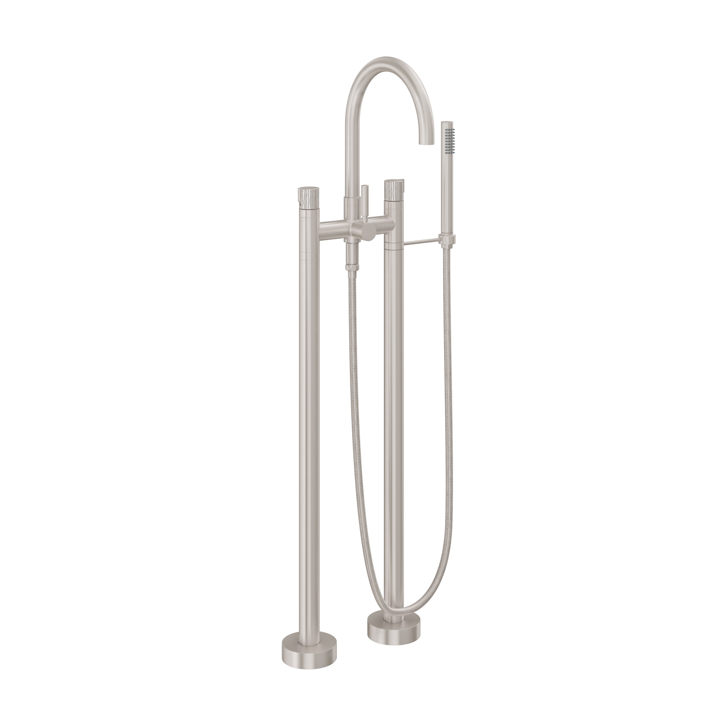 California Faucets - 1103-39R.18-SN - Contemporary Floor Mount Tub Filler - Arc Spout - Satin Nickel  - Asilomar