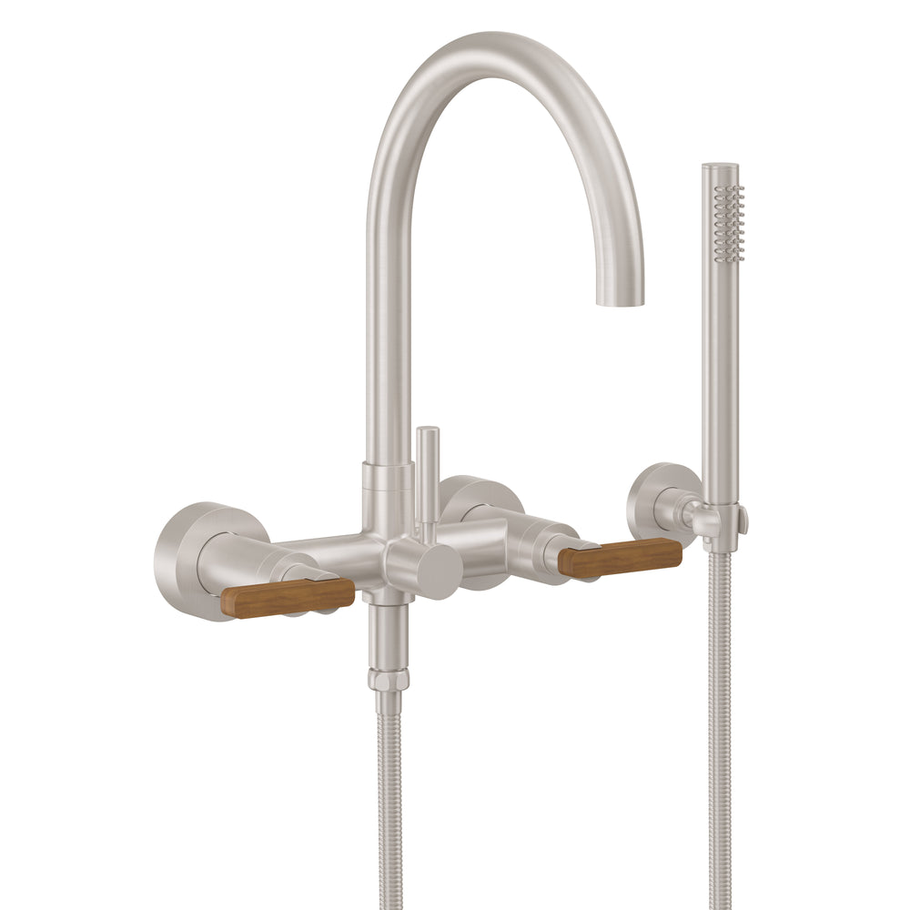 California Faucets - 1106-37T.18-SN - Contemporary Wall Mount Tub Filler - Arc Spout - Satin Nickel  - Asilomar