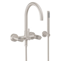 California Faucets - 1106-39PI.18-SN - Contemporary Wall Mount Tub Filler - Arc Spout - Satin Nickel  - Asilomar