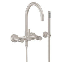 California Faucets - 1106-39PI.20-SN - Contemporary Wall Mount Tub Filler - Arc Spout - Satin Nickel  - Asilomar