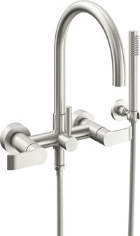 California Faucets - 1106-E5.18-SN - Contemporary Wall Mount Tub Filler - Arc Spout - Satin Nickel  - Asilomar