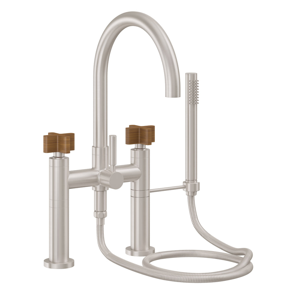 California Faucets - 1108-37XT.18-SN - Contemporary Deck Mount Tub Filler - Arc Spout - Satin Nickel  - Asilomar