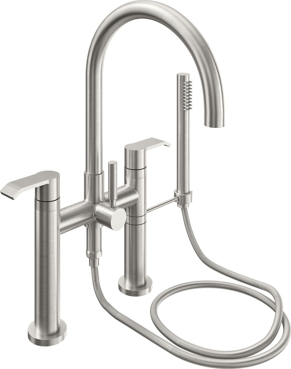 California Faucets - 1108-E5.18-SN - Contemporary Deck Mount Tub Filler - Arc Spout - Satin Nickel  - Asilomar