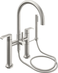 California Faucets - 1108-E5.20-SN - Contemporary Deck Mount Tub Filler - Arc Spout - Satin Nickel  - Asilomar