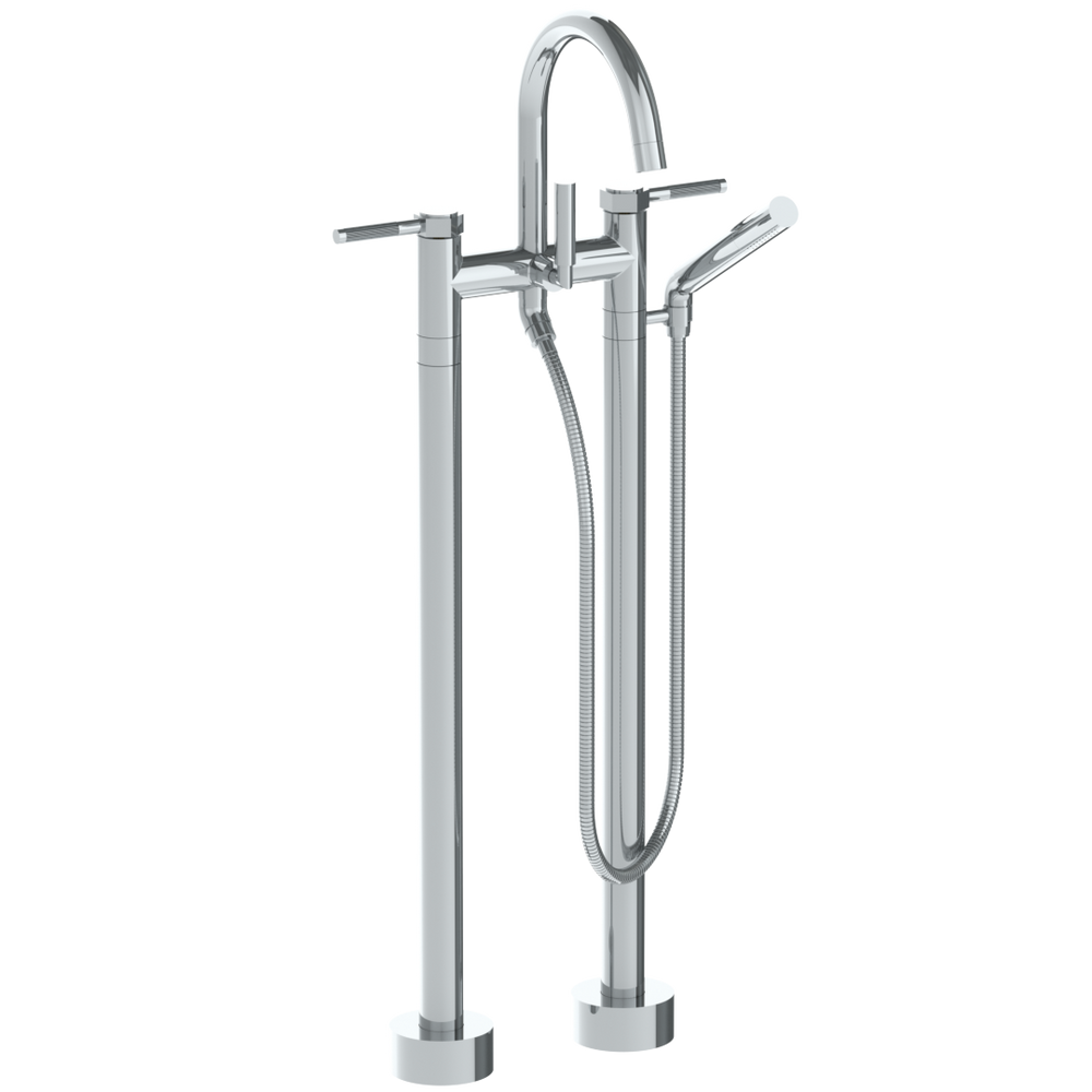 Floor Standing Gooseneck Bath Set With Slim Hand Shower