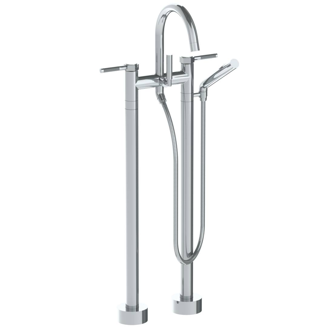 Floor Standing Gooseneck Bath Set With Slim Hand Shower