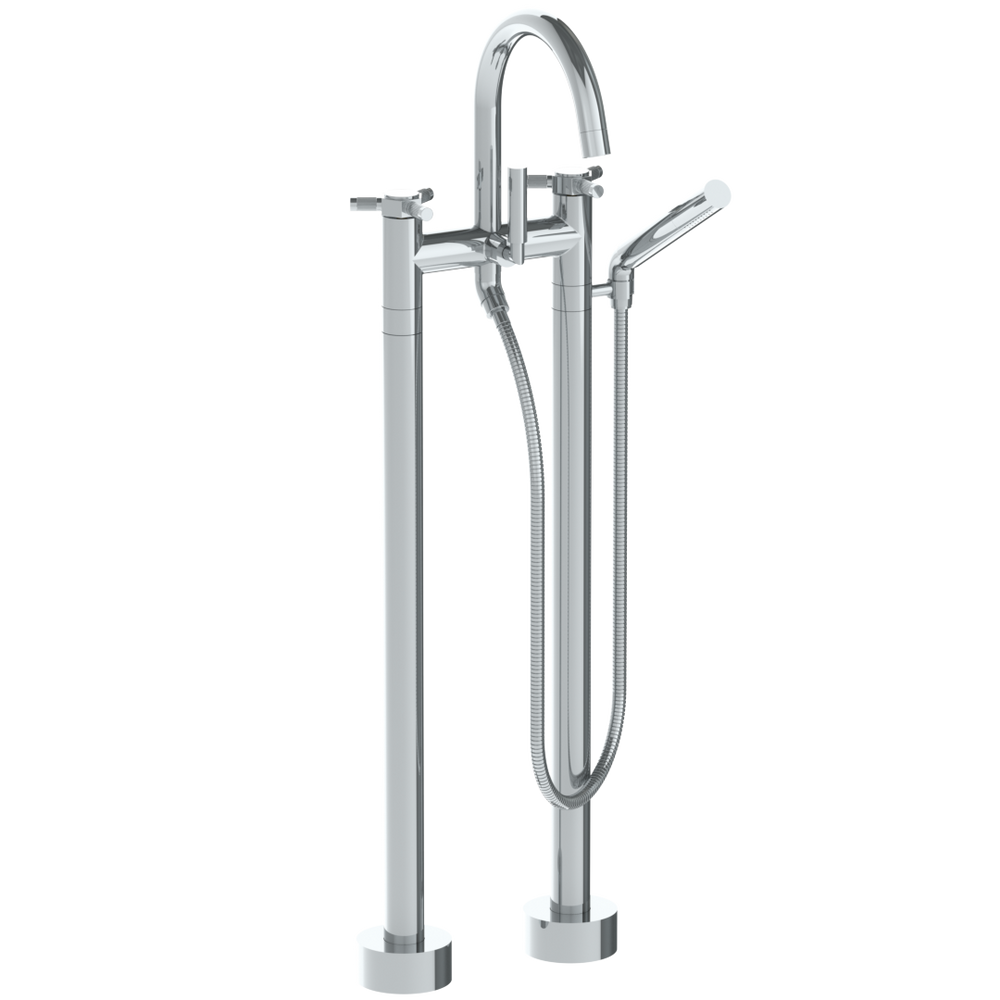 Floor Standing Gooseneck Bath Set With Slim Hand Shower