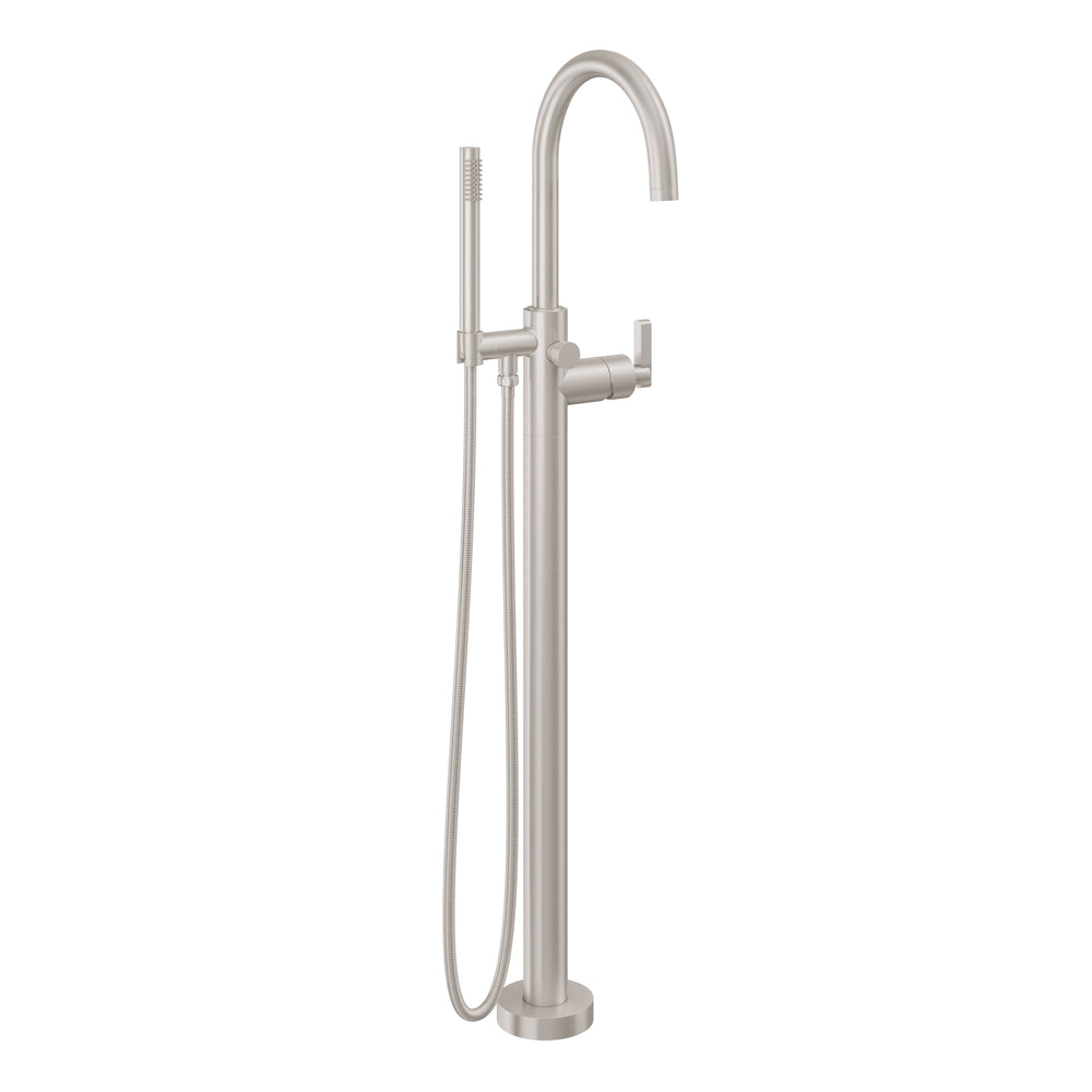 California Faucets - 1111-37.18-SN - Contemporary Single Hole Floor Mount Tub Filler - Arc Spout - Satin Nickel  - Asilomar