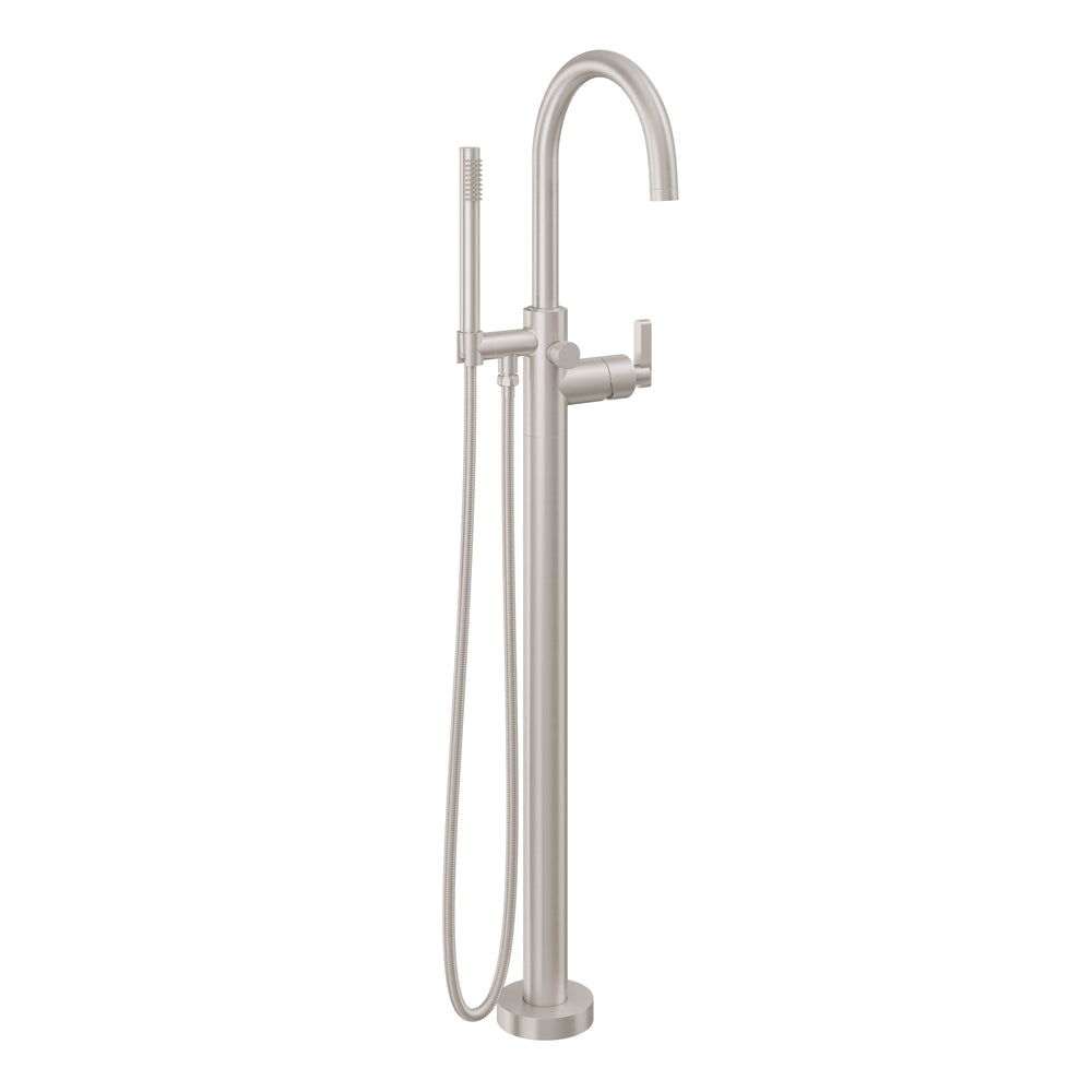 California Faucets - 1111-37.20-SN - Contemporary Single Hole Floor Mount Tub Filler - Arc Spout - Satin Nickel  - Asilomar