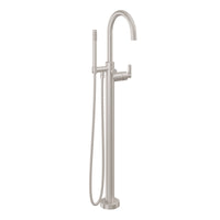 California Faucets - 1111-37.20-SN - Contemporary Single Hole Floor Mount Tub Filler - Arc Spout - Satin Nickel  - Asilomar