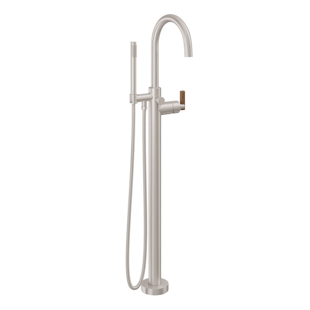 California Faucets - 1111-37T.18-SN - Contemporary Single Hole Floor Mount Tub Filler - Arc Spout - Satin Nickel  - Asilomar