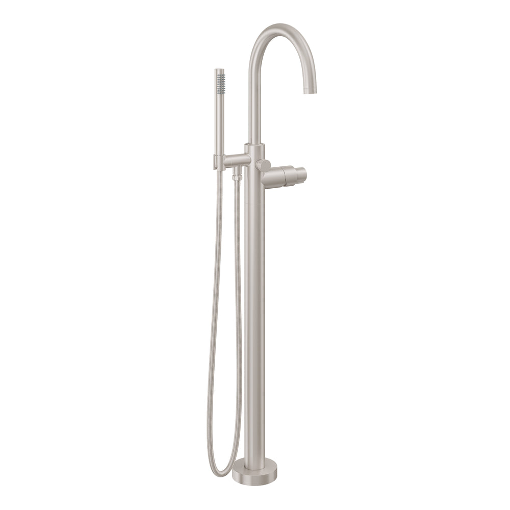 California Faucets - 1111-39.18-SN - Contemporary Single Hole Floor Mount Tub Filler - Arc Spout - Satin Nickel  - Asilomar