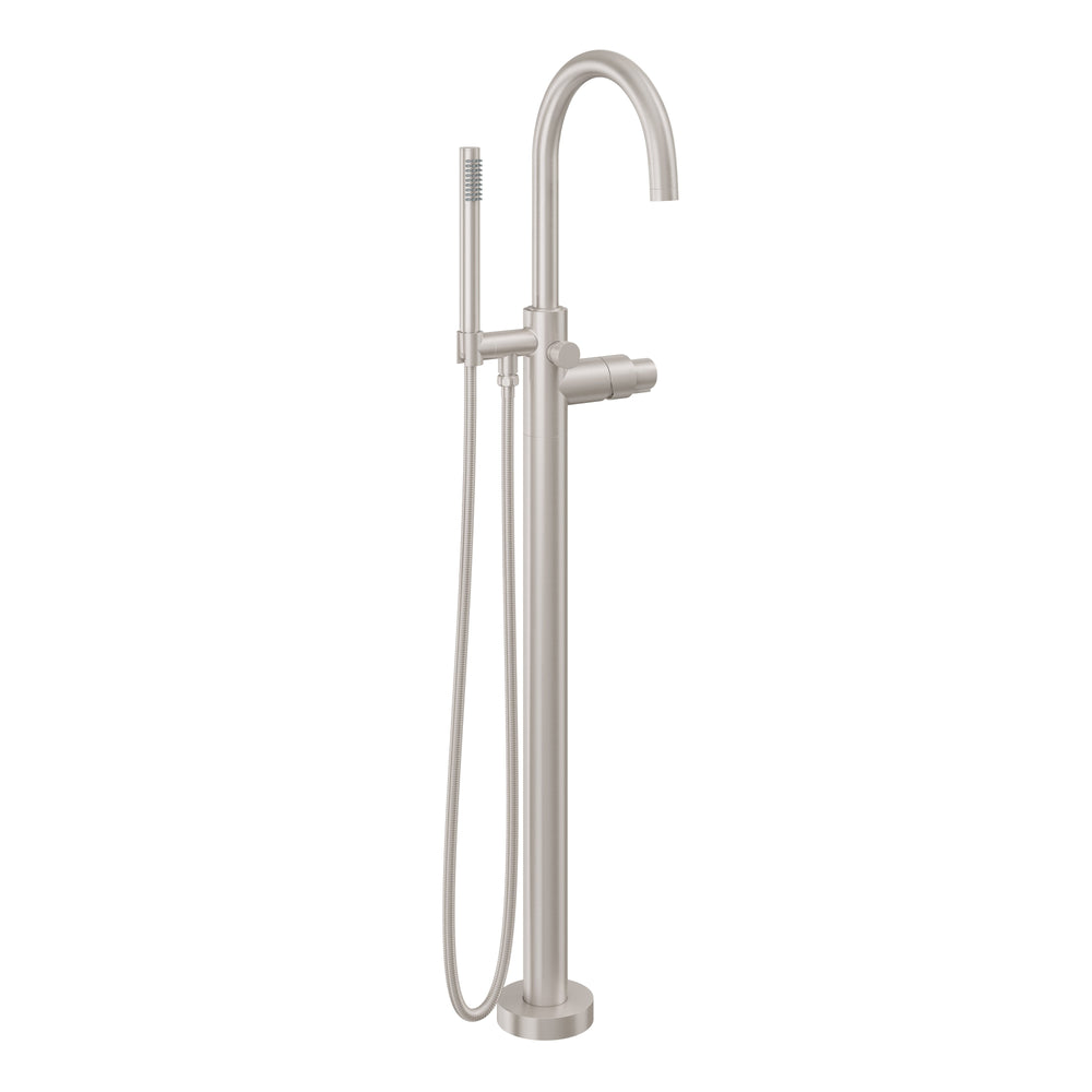 California Faucets - 1111-39.20-SN - Contemporary Single Hole Floor Mount Tub Filler - Arc Spout - Satin Nickel  - Asilomar