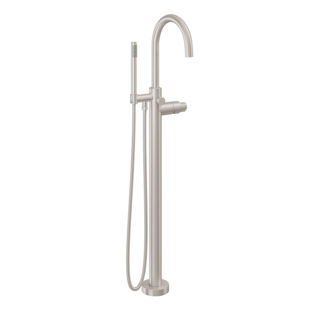 California Faucets - 1111-39H.20-SN - Contemporary Single Hole Floor Mount Tub Filler - Arc Spout - Satin Nickel  - Asilomar