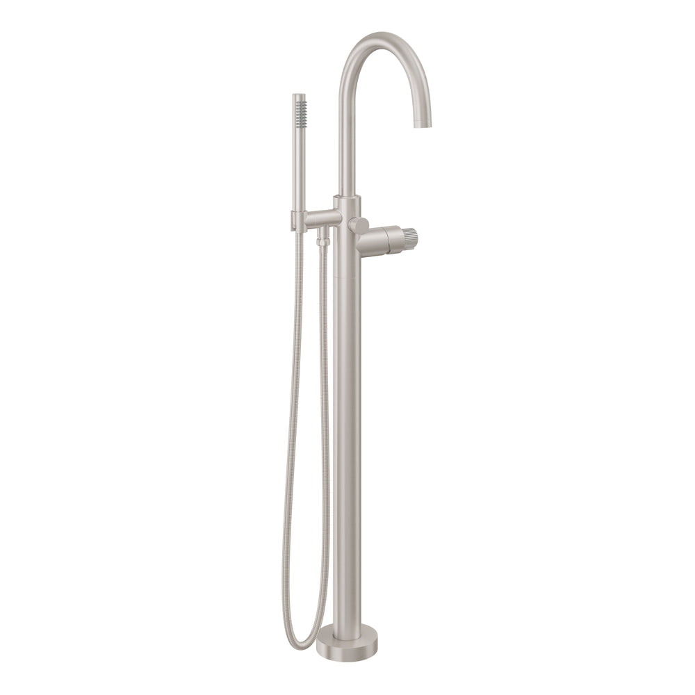 California Faucets - 1111-39P.20-SN - Contemporary Single Hole Floor Mount Tub Filler - Arc Spout - Satin Nickel  - Asilomar