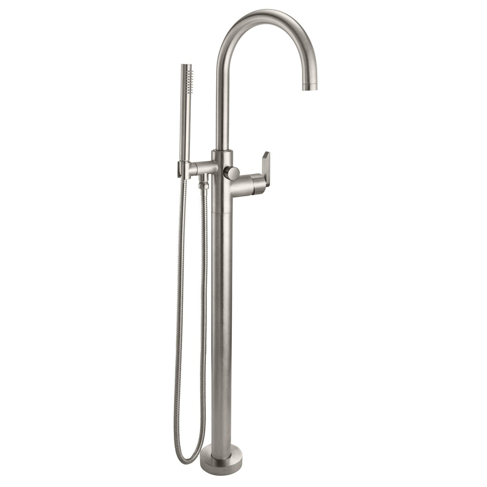 California Faucets - 1111-H45.18-SN - Contemporary Single Hole Floor Mount Tub Filler - Arc Spout - Satin Nickel  - Asilomar