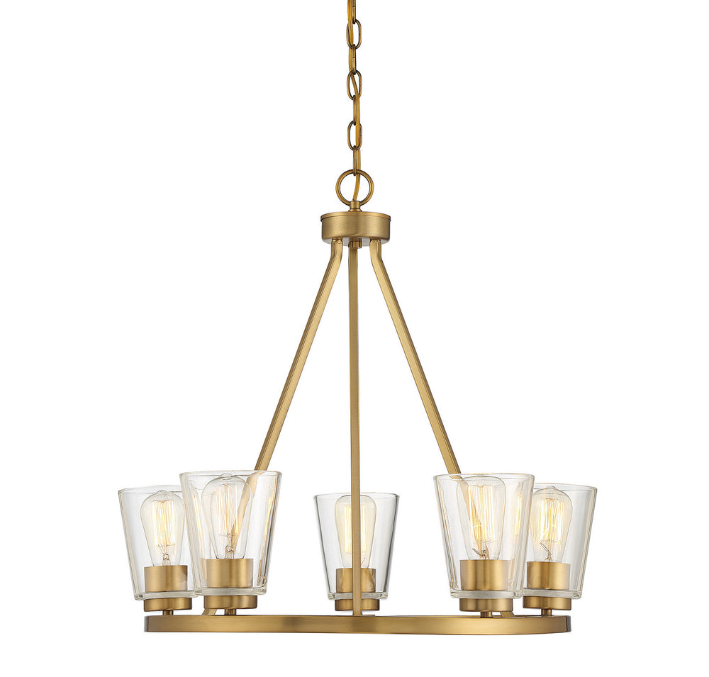 Savoy House - 1-1021-5-322 - Five Light Chandelier - Calhoun - Warm Brass