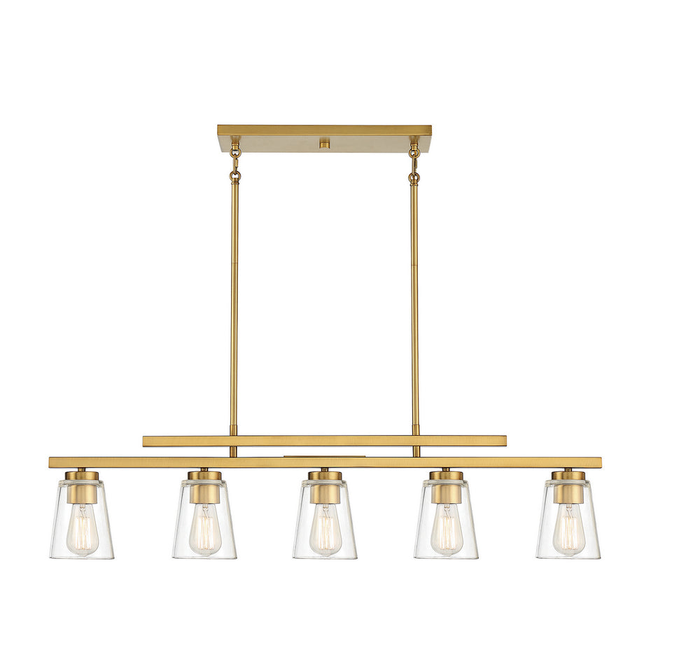 Savoy House - 1-1023-5-322 - Five Light Linear Chandelier - Calhoun - Warm Brass