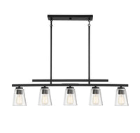 Savoy House - 1-1023-5-89 - Five Light Linear Chandelier - Calhoun - Matte Black